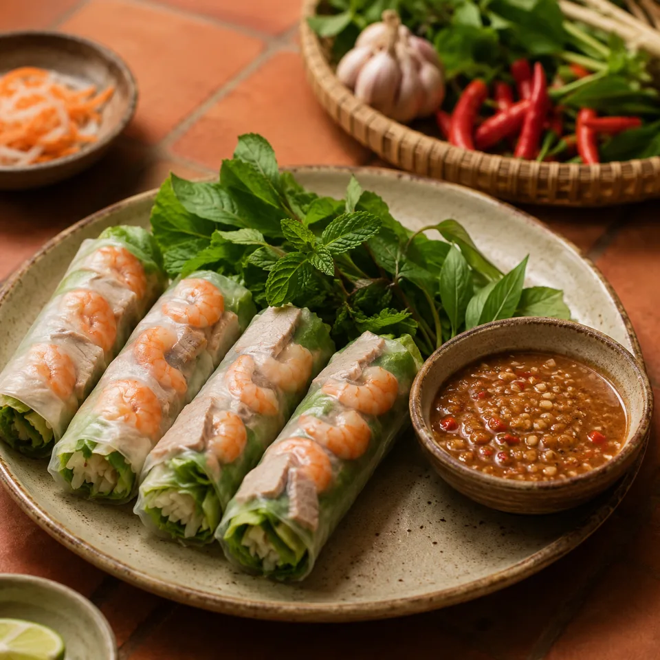 Quầy bếp bày món